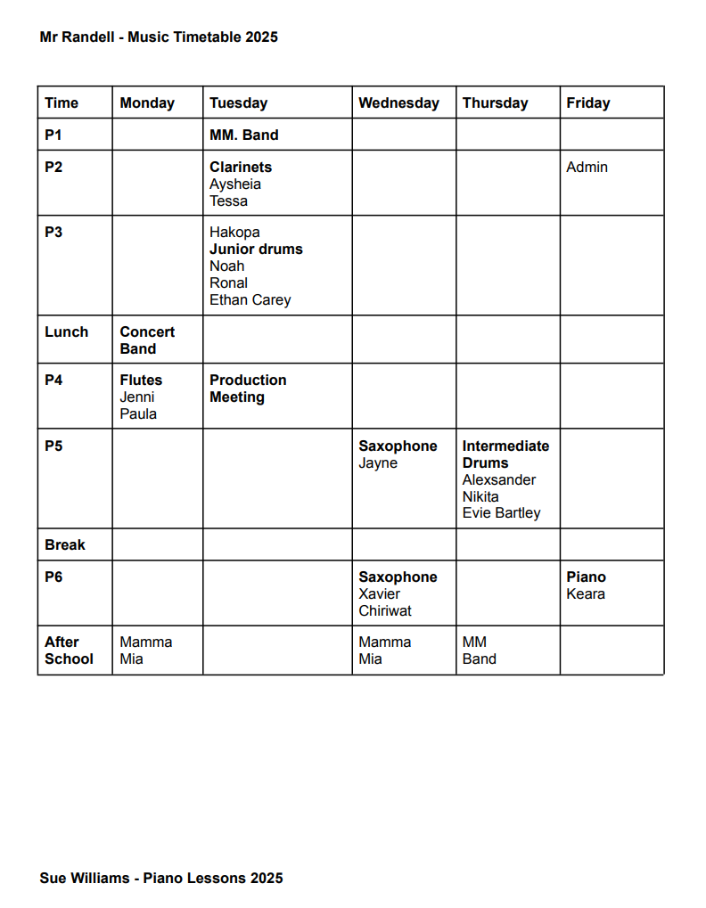 Itinerant Music Lessons