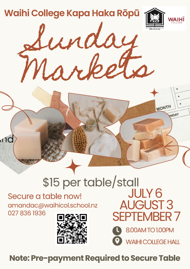 SUNDAY MARKETS: July 6th, August 3rd, September 7th