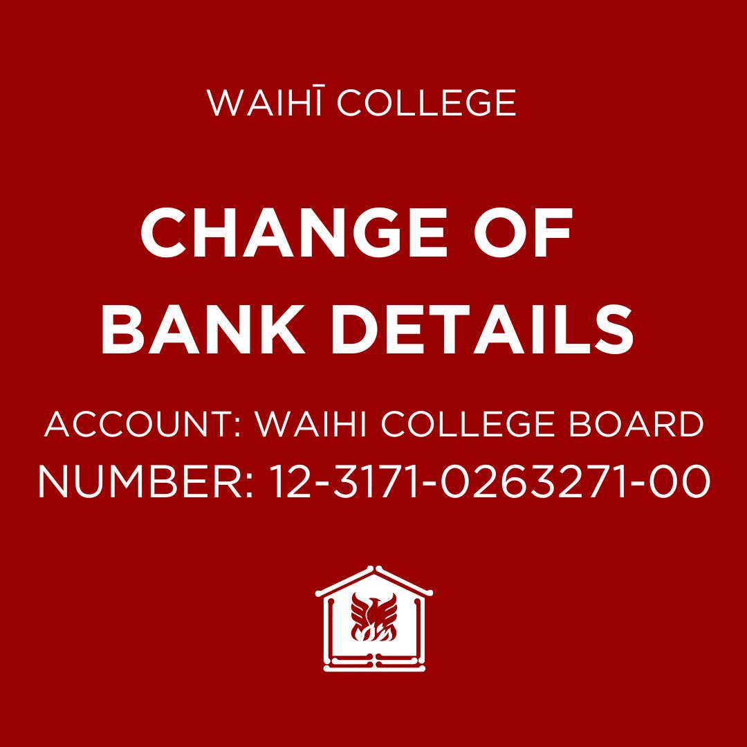 CHANGE OF BANK ACCOUNT: PLEASE UPDATE