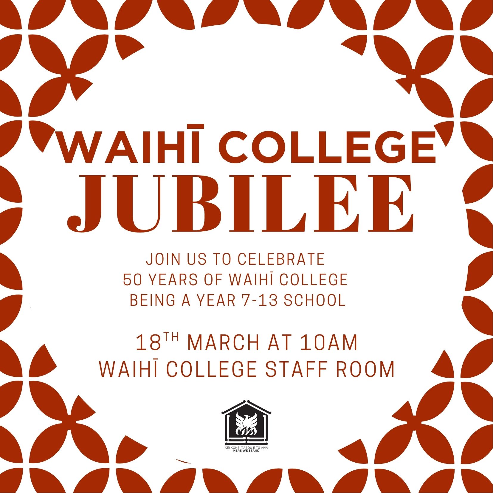 Waihī College Jubilee: 18th March