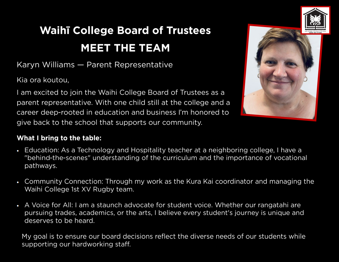 GET TO KNOW OUR BOARD OF TRUSTEES: Karyn Williams
