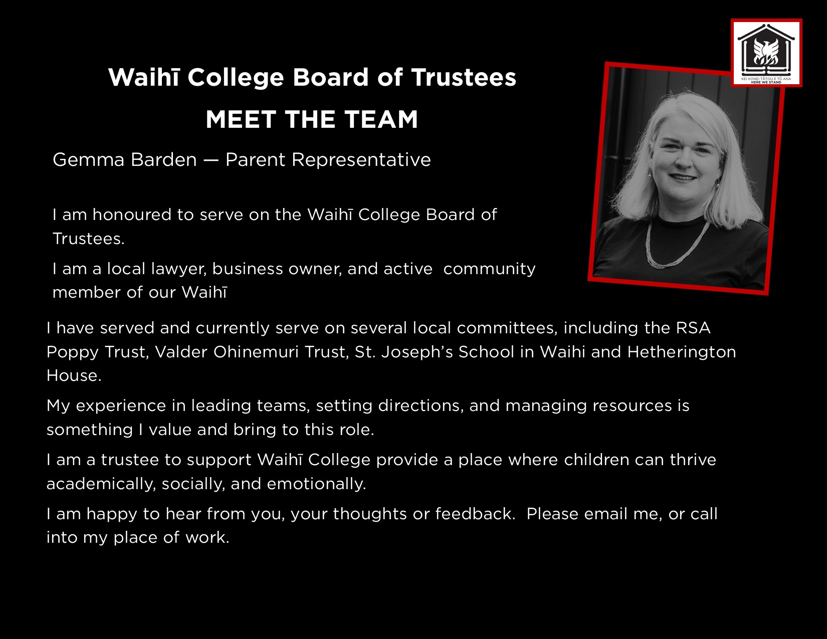 GET TO KNOW OUR BOARD OF TRUSTEES: Gemma Barden