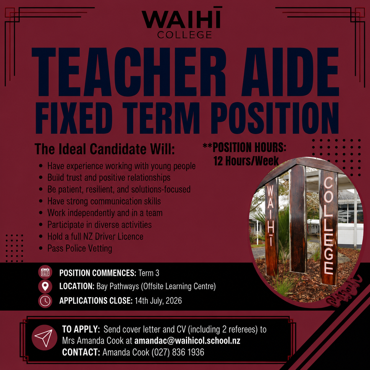 Teacher Aide WANTED