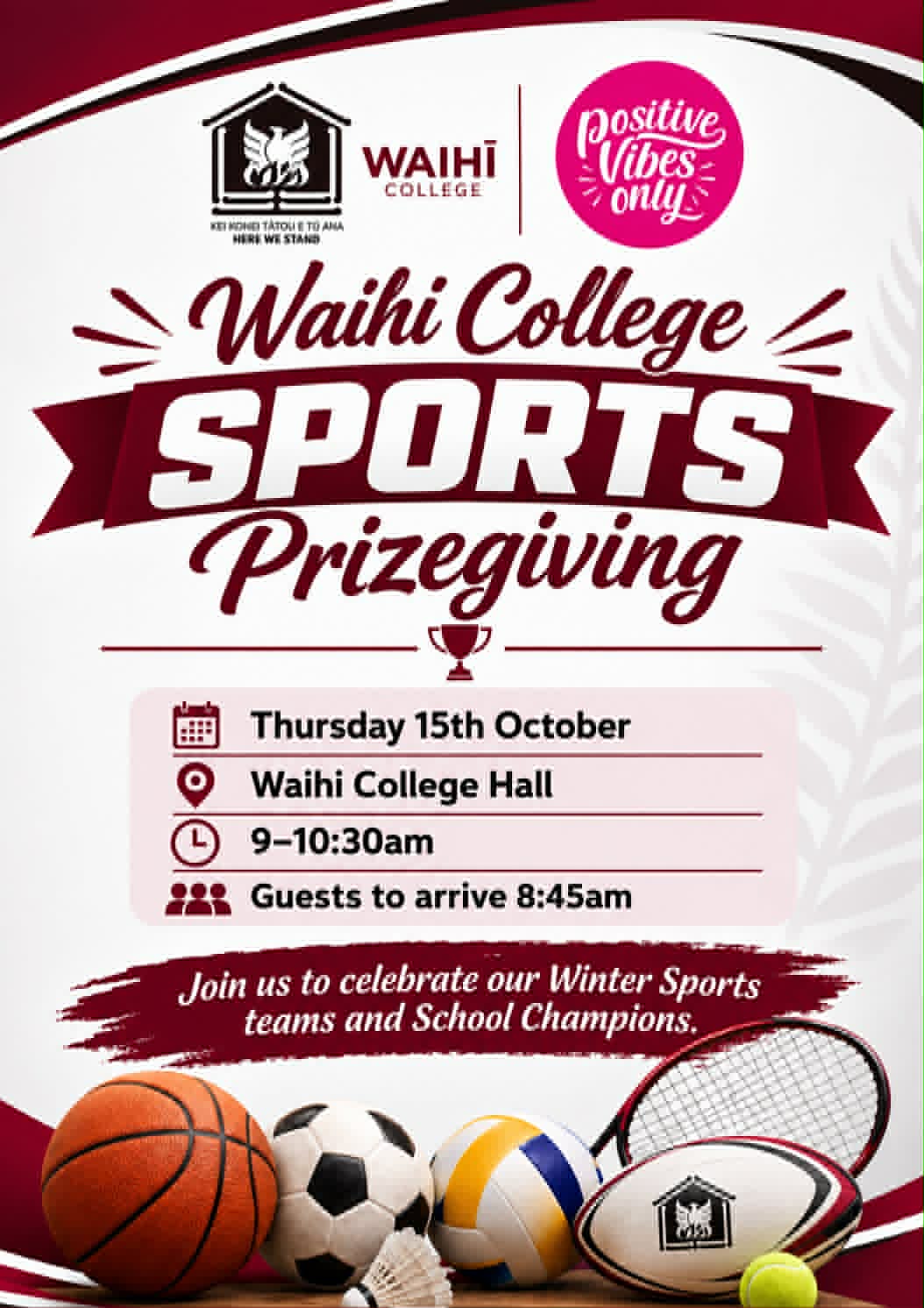 SPORTS PRIZEGIVING: 15th October